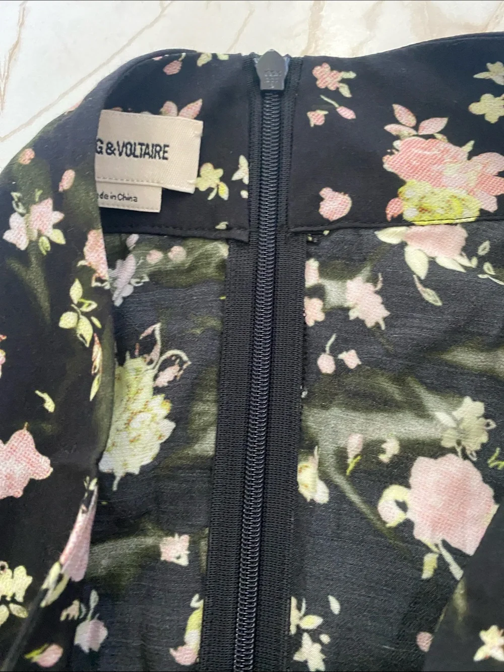 Zadig & Voltaire Black Maxi Skirt with Pink and Green Floral Print